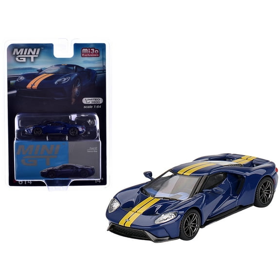 Ford GT Sunoco Blue with Yellow Stripes Limited Edition to 3600 pieces Worldwide 1/64 Die Cast Model Car by Mini GT