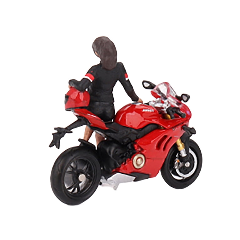 Ducati Panigale V4 S Motorcycle Red with Ducati Girl Figure