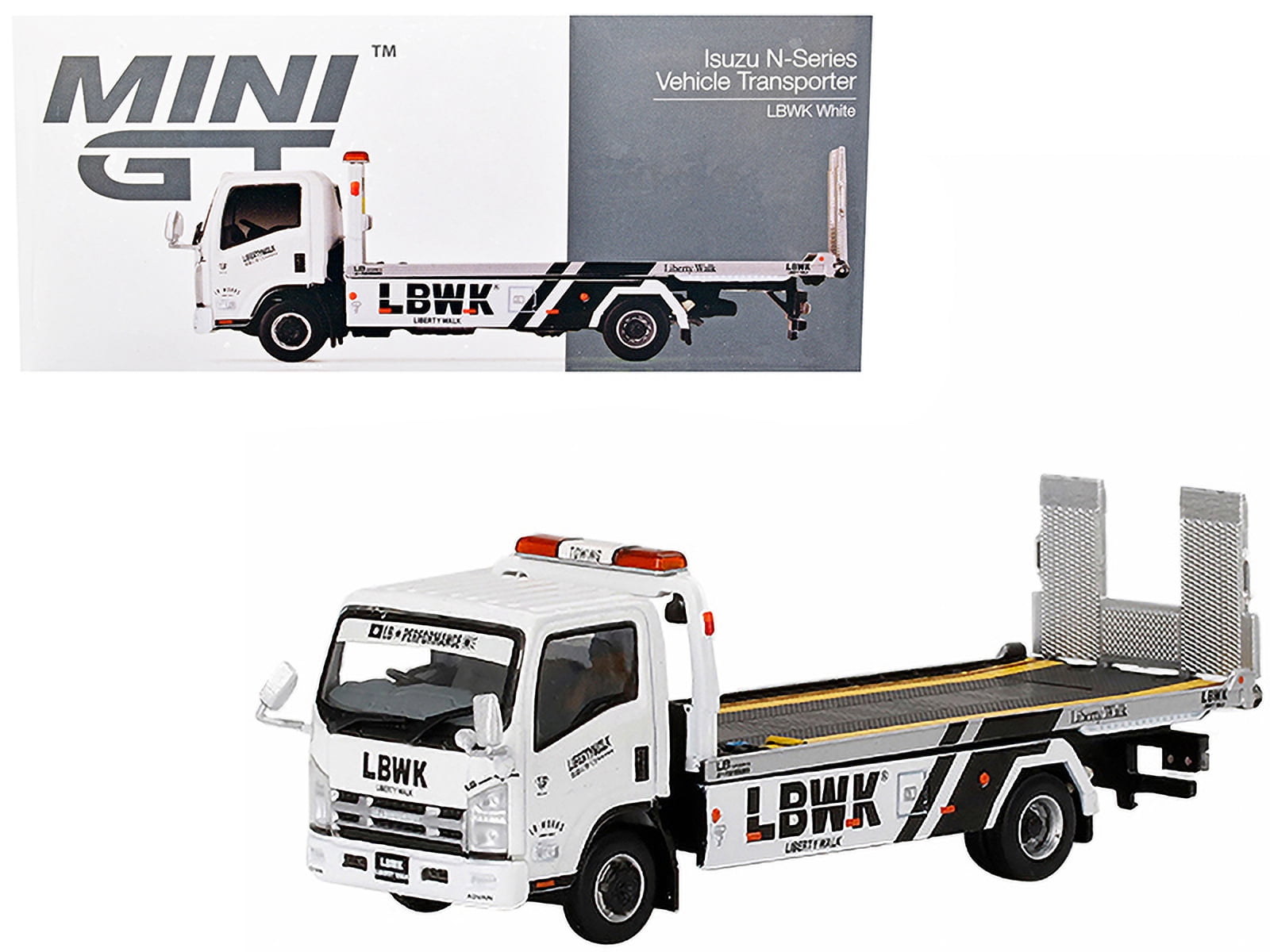 Mini GT Isuzu N-Series Vehicle Transporter - LBWK White