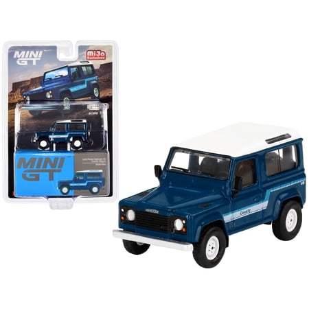 Mini GT MiJo Exclusive Stratos Blue Land Rover Defender 90 County Wagon