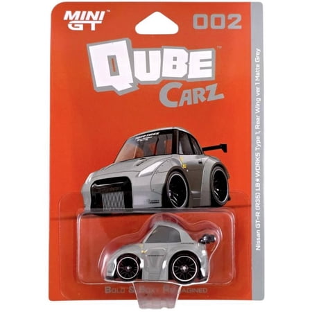 Mini GT Qube Carz Nissan GT-R R35 LB Works Type 1 Rear Wing Ver 1 Matte Grey