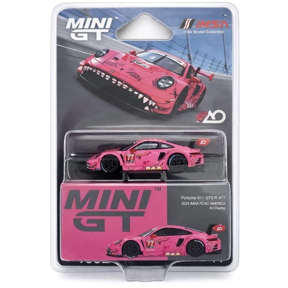 Mini GT Roxy Porsche 911 GT3 R #77 AO Racing 2024 IMSA ROAD AMERICA