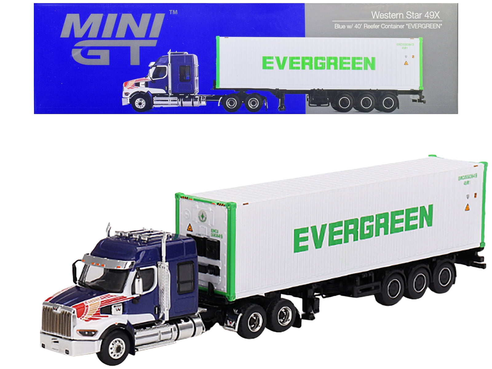 MINI GT 1/64 - WESTERN STAR 49X with Container 40 FT Evergreen