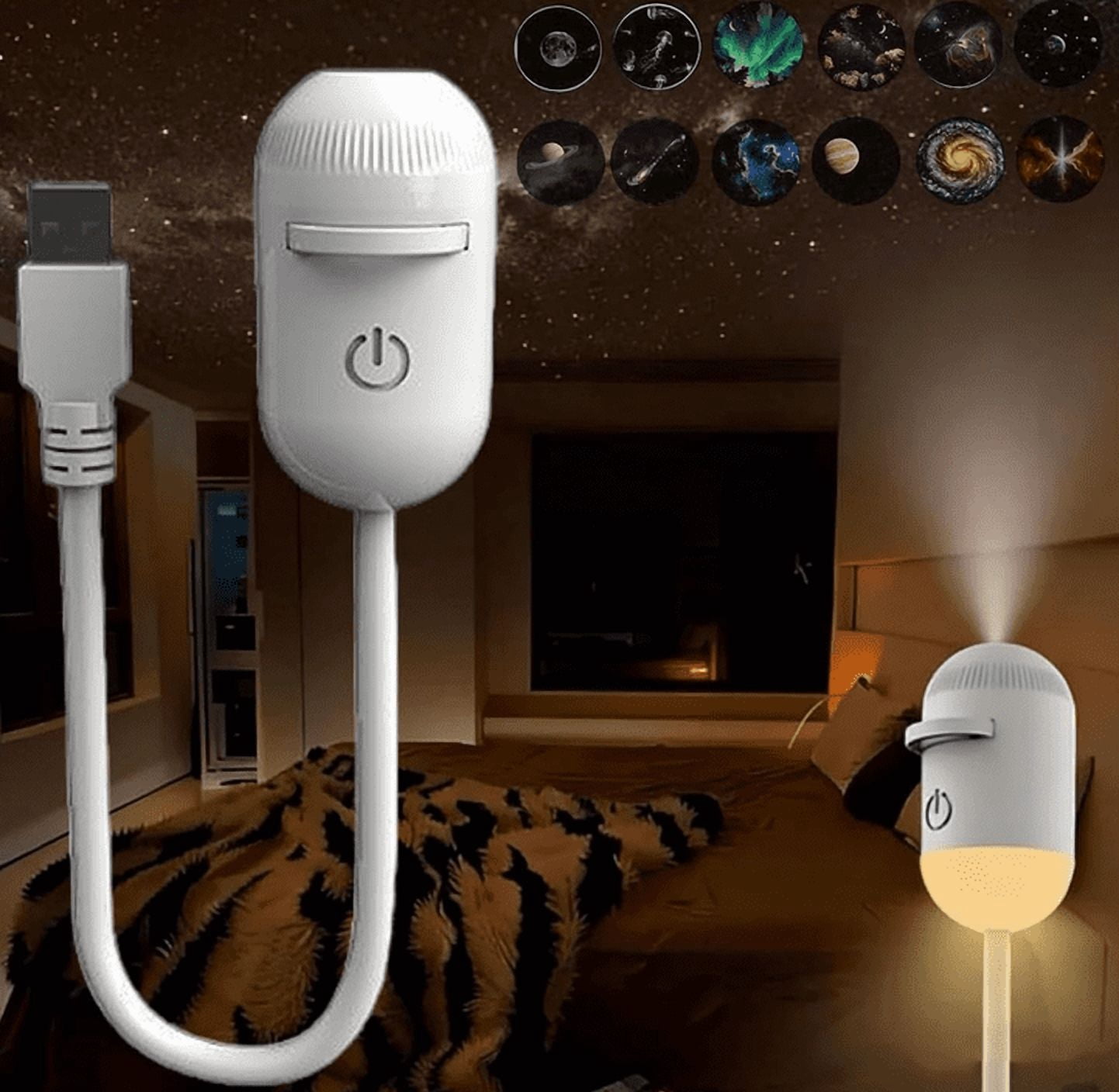 Mini Galaxy Projector – USB Starry Sky Light With Adjustable Angle, Portable Night Light For Bedroom, Ceiling & Car