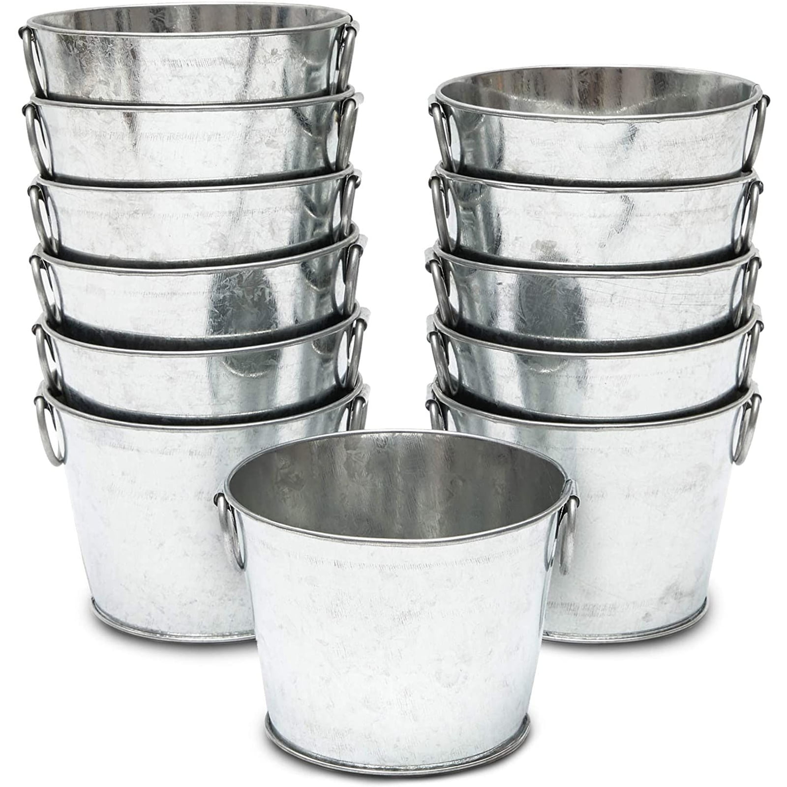 Vintage Style Galvanized 4 Compartment Bucket Caddy w Handle 9.5" x  6" & 5" Tall
