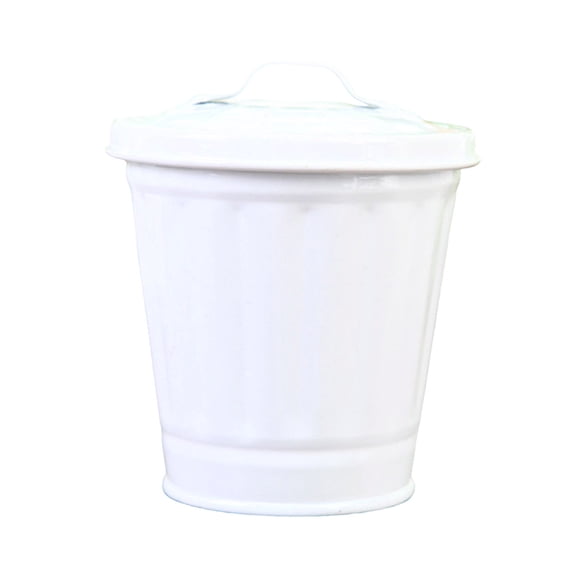 Mini Galvanized Can with Lid,Small Metal Buckets with Lids, Wastebasket Can, Metal Rubbish Bin, Tabletop Can, Flower Pot Pen Holde , Waste Receptacles and Liners, Decorations Happy Day!