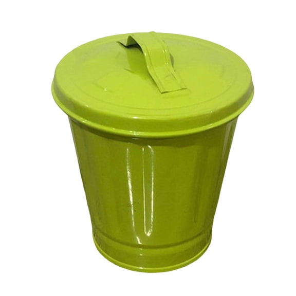 Mini Galvanized Can with Lid,Small Metal Buckets with Lids, Wastebasket Can, Metal Rubbish Bin, Tabletop Can, Flower Pot Pen Holde , Waste Receptacles and Liners, Decorations Happy Day!