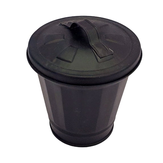 Mini Galvanized Can with Lid,Small Metal Buckets with Lids, Wastebasket Can, Metal Rubbish Bin, Tabletop Can, Flower Pot Pen Holde , Waste Receptacles and Liners, Decorations Happy Day!