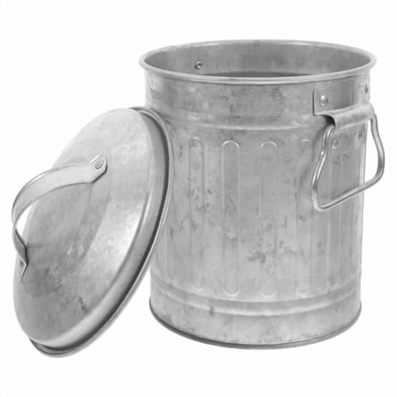 Mini Galvanized Trash Can Small Trash Can with Lid Table Top Metal Rubbish Bin Wastepaper Basket Flower Pot Pen Holder Kitchen Compost Bin Ash Bucket$$Storage