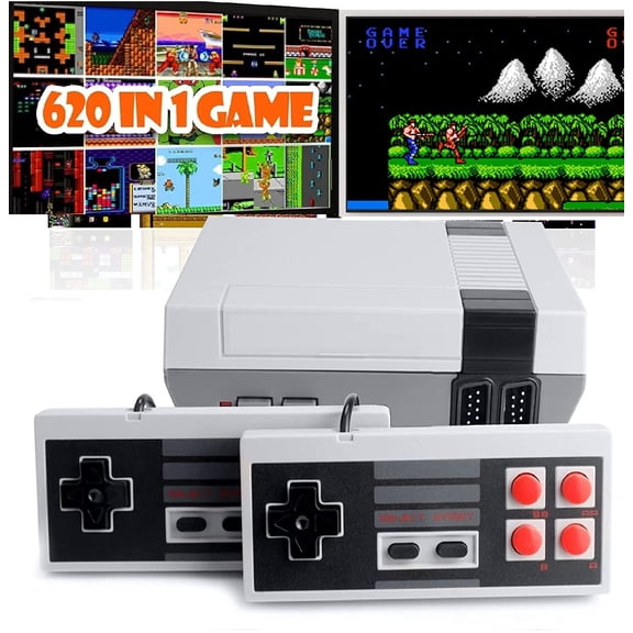 Mini Game Console with NES Dual Controllers, Gray