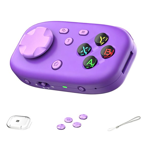 Mini Game Controller, Purple Bluetooth Portable Pocket Gamepad for Handheld Console, Style C