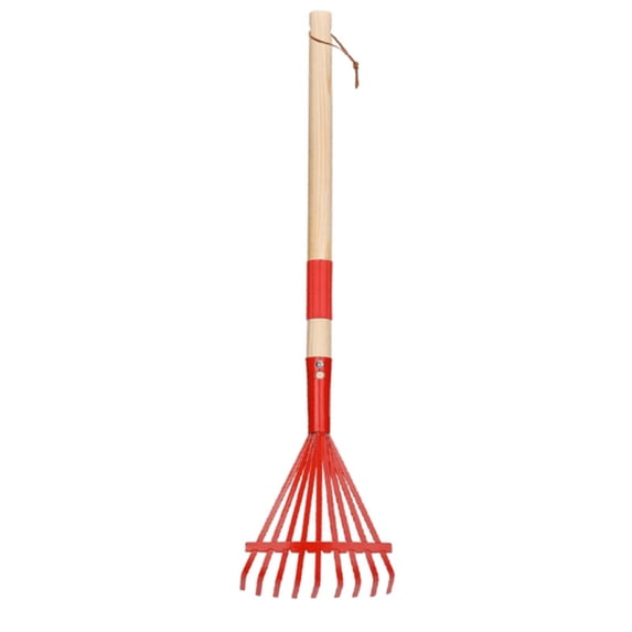 Mini Garden Rake Mini Garden Rake with Durable Hardwood Handle 28" – Lightweight Durable Yard Tool for Leaves, Lawn, Patio, and Outdoor Gardening – 1Pc, Easy to Use & Clean(Red,27.6x6")