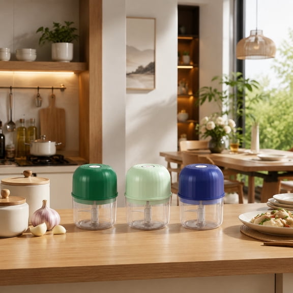Mini Garlic Chopper with Stainless Steel Blades, USB Rechargeable Portable Food Mincer, Wireless Food Processor for Garlic, Chili, Spices, Food Kitchen Gadgets, Green