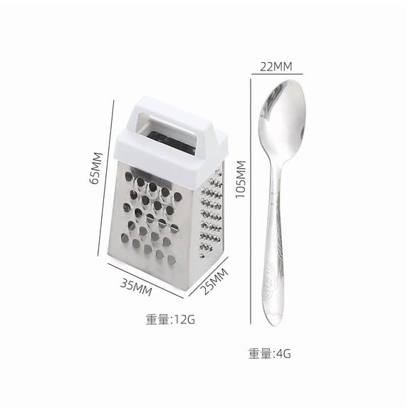 Mini Garlic Grater - Stainless Steel Cheese Ginger Vegetable Spices Small Grater for Kitchen, with Spoon
