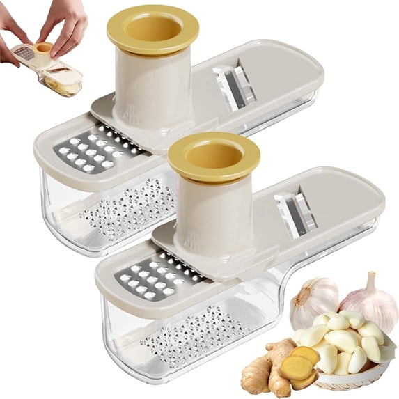 Mini Garlic Slicer Multi-Functional Mandoline Slicer Veggie Garlic Ginger Grinder Vegetable Mandoline Cutter with Container