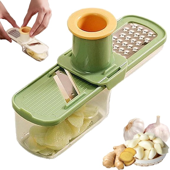 Mini Garlic Slicer Multi-Functional Mandoline Slicer Veggie Garlic Ginger Grinder Vegetable Mandoline Cutter with Container