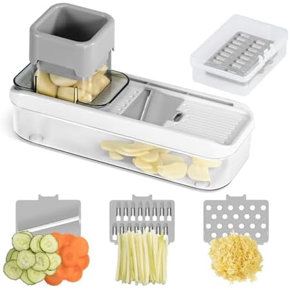 Mini Garlic Slicer Multi-Functional Mandoline Slicer Veggie Shredder Garlic Ginger Grinder Vegetable Mandoline Cutter with Container$$Home Decor, Kitchen, & Other
