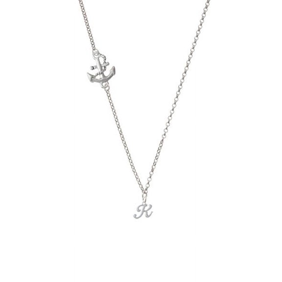 Mini Gelato Script Initial - K - Delicate Anchor Necklace