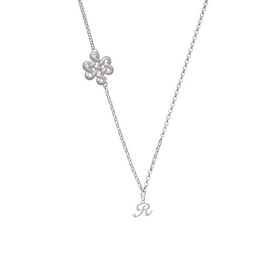 Mini Gelato Script Initial - R - Delicate Infinity Knot Necklace