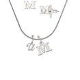 thumbnail image 1 of Mini Gelato Script Initial - U - - M Initial Charm Necklace and Stud Earrings Jewelry Set, 1 of 1