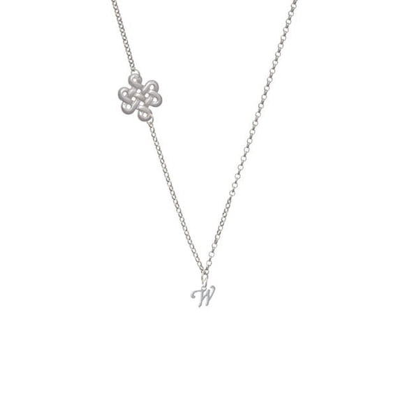 Mini Gelato Script Initial - W - Delicate Infinity Knot Necklace