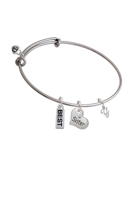 Mini Gelato Script Initial - Y - Sister Heart Expandable Bangle Bracelet