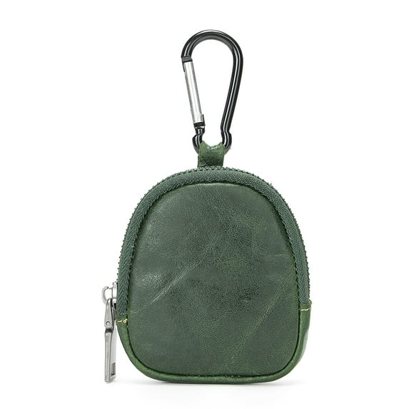 Mini Genuine Leather Coin Purse, Vintage Zipper Key Wallet Simple Coin Storage Bag (8061-green)