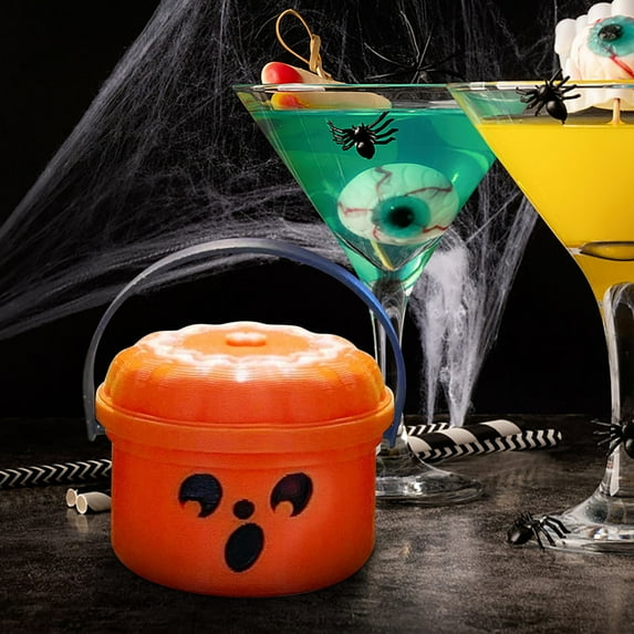 Mini Ghost Candy Bucket Set Halloween Decoration, Plastic Colorful with Playful Faces for Trick or Treat Party Favors