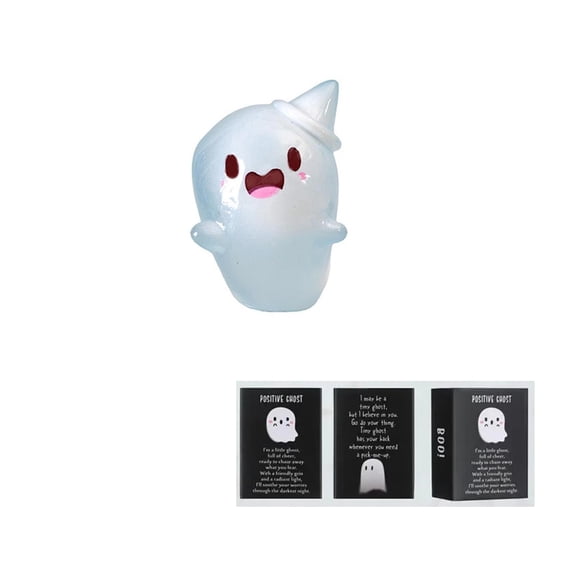 Mini Ghost Figures in the Dark, Luminous Resin Collectible Surprise Ghosts with Gift Box for Halloween Party Decorations, Nightstands Shelves and Collector Display