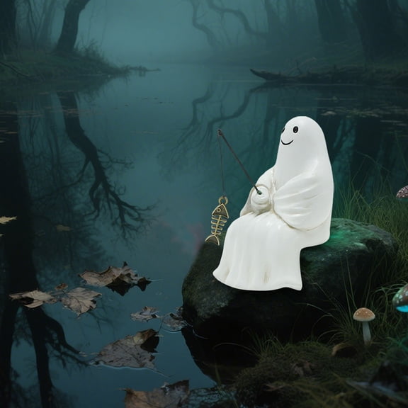 Mini Ghost Fishing Ornament, Resin Spooky Desktop Decor, Halloween Festival Fishing Gift, Floating Spirit Lure, Unique Fisherman Gift Idea