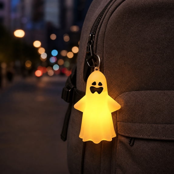Mini Ghost LED Keychain, Spooky Night Light Ornament, Cute Halloween Party Favor, Glowing Ghost Accessory for Bag Charm, Trick or Treat Light, E