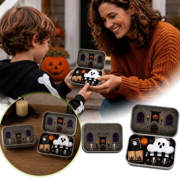 Mini Ghost Box Set - Cute Spooky Halloween Travel Figurine | Vintage Cute Halloween Decor Indoor Desk Ornament, Halloween Party Decorations, Unique Halloween Gifts for Ghost Decor Lovers