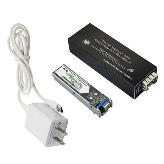 Mini Gigabit Fiber Media Converter 1000Mbps Ethernet with 1310nm Single Mode 20km SFP Module and Type-C Input US PLUG