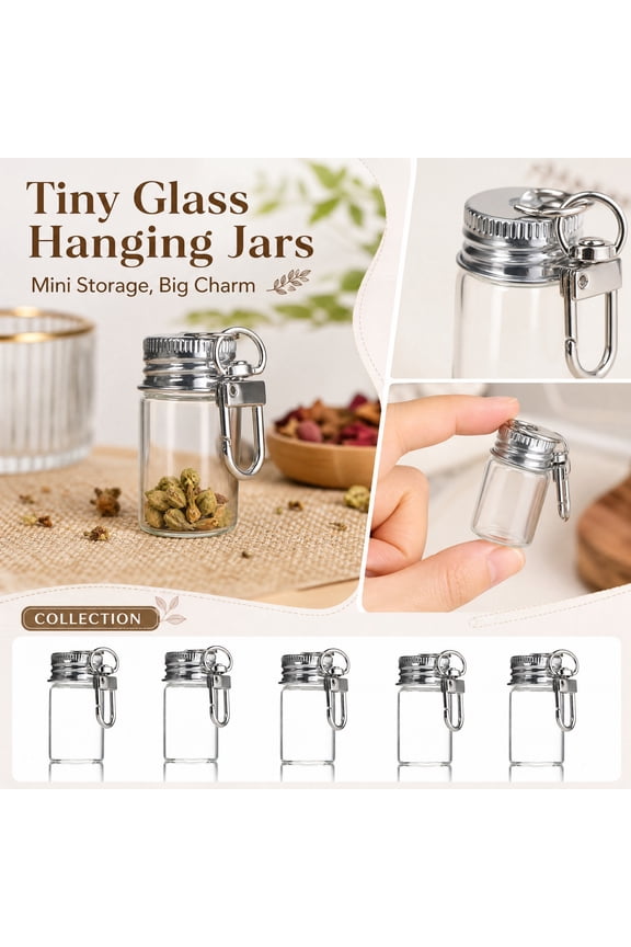 Mini Glass Bottle Keychain Jar, Tiny Bottles Keychains To Put Mini Toy Animals In, Mini Glass Bottle Keychain Charm For DIY Hanging Crafts, Upgraded Alternative To Tiny Jars With Cork Lids, 15PCS