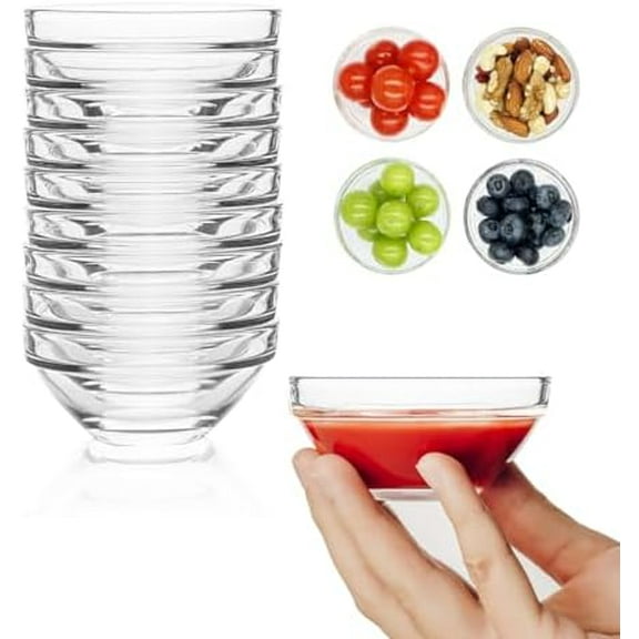 Mini Glass Bowls, 3in 2.5oz Small Prep Bowl, 10 Pack Dipping bowls, Sauce Bowls for Spice, Ramekins, Snack, Candy, Dessert, Ice Cream$$Home Decor, Kitchen, & Other