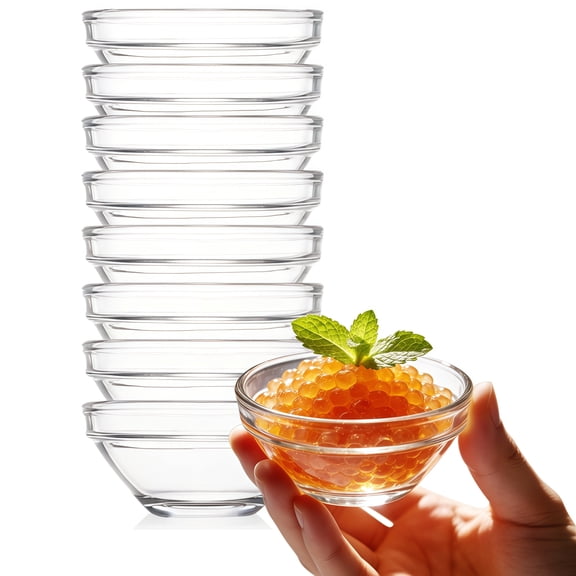 Mini Glass Bowls, 3in 2.5oz Small Prep Bowl, 10 pcs Stackable Pinch Bowls for Dipping Spices Sauce