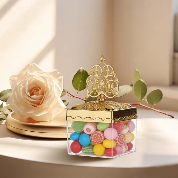 Mini Glass Candy Container with Lid, Glass Vintage Favor Boxes, Candy Jars Decorations Small Treat Gift Boxes Candy Storage Container for Wedding Party, Tea Party, A