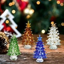 Mini Glass Christmas Tree Ornaments | Small Winter Figurines for Crafts | Holiday Party & Xmas Decor | 1 Piece Green White Brown or Blue