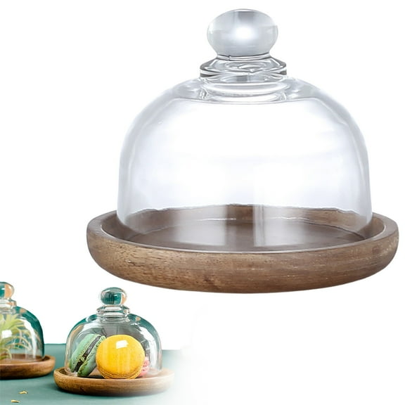 Mini Glass Dessert Dome with Base, Small Decorative Cake Tray with Glass Dome Cover, Cake Fruit Display Server Tray for Kitchen, Birthday, Party, Wedding, Appetizer Dessert Cheese Serving Platter