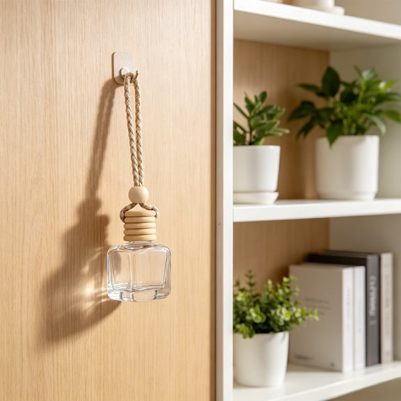 Mini Glass Diffuser Bottle, 10ml Hanging Air Freshener Bottle With Wooden Cap, Empty Perfume Diffuser Container For Car, Closet, Wardrobe, Home Fragrance Decoration