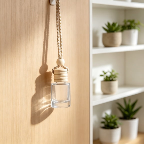 Mini Glass Diffuser Bottle, 10ml Hanging Air Freshener Bottle With Wooden Cap, Empty Perfume Diffuser Container For Car, Closet, Wardrobe, Home Fragrance Decoration