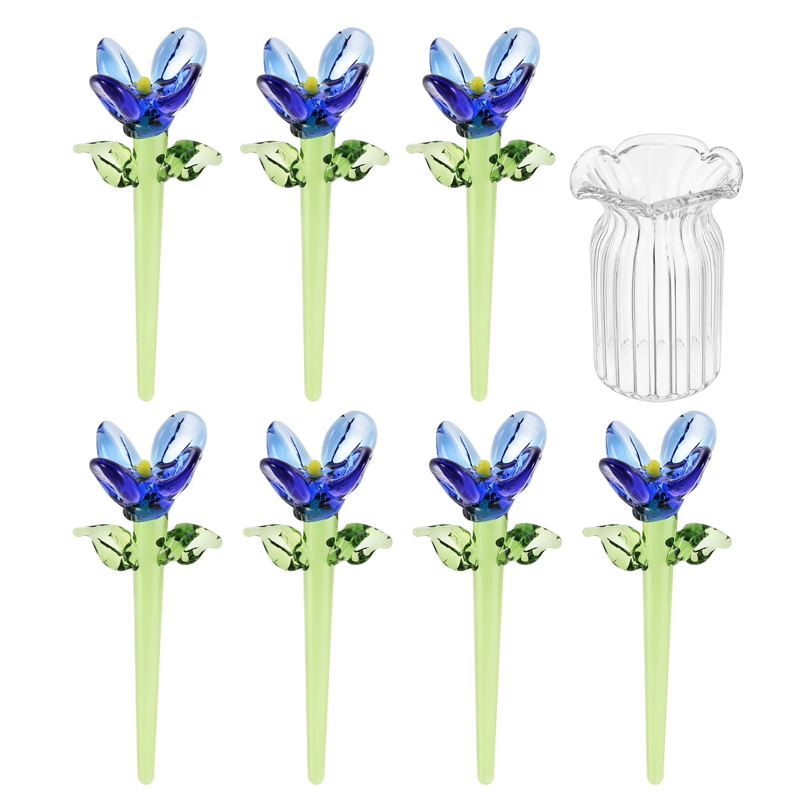 Mini Glass Flower Bouquet Blue for Home Office Car Wedding Cafe Table ...