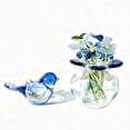 thumbnail image 1 of Mini Glass Flower Vase with Glass Bird Figurine,Bird Home Decor Handcrafted Blown Glass Decorative Set for Desk, Office, Gift, 1 of 7