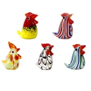 Mini Glass Rooster Collectible Art - Glass Blown Rooster Collectible Figurines Art Glass Rooster Ornaments Home Office Farm Thanksgiving Centerpiece Decor