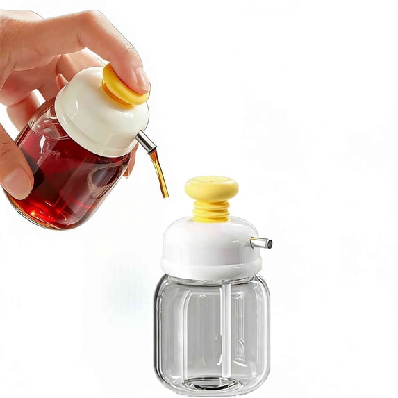 Mini Glass Salad Oil Squeeze Bottle, 3.38 OZ/100ml Soy Sauce Dispenser for Kitchen, Suitable For Soy Sauce, Vinegar, Honey, Cooking Oil Dispensers, Kitchen Gadgets (White)