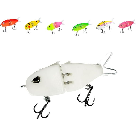 Mini Glide Bait for Bass Fishing Small Glide Multi-Jointed Swimbait Wobbler Slow Sinking Swimming Bait with Double Hook for Freshwater Saltwater Bass Trout Pike Fishing