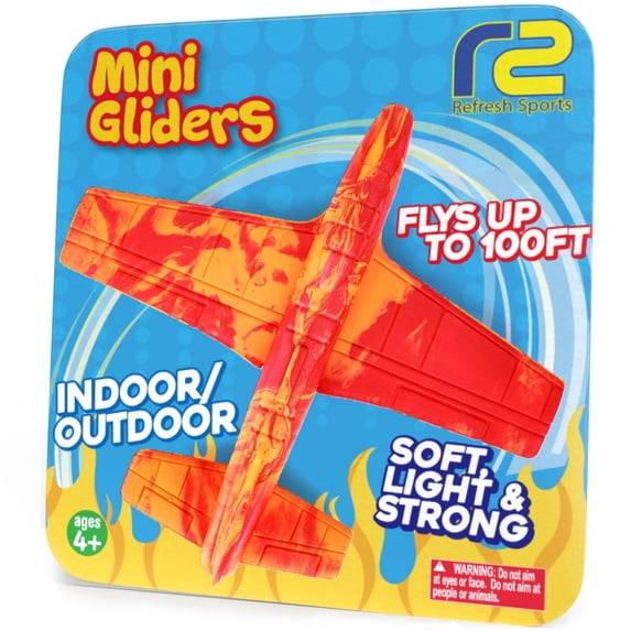 Foam Airplane Glider - Durable EVA Foam with 100 Foot Glide - Red Mini Glider™ Plane - Indoor and Outdoor Active Play Gift for Kids - Refresh Sports
