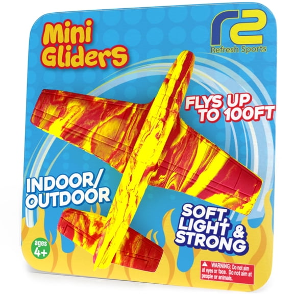 Foam Airplane Glider - Durable EVA Foam with 100 Foot Glide - Orange Mini Gliderâ„¢ Plane - Indoor and Outdoor Active Play Gift for Kids - Refresh Sports