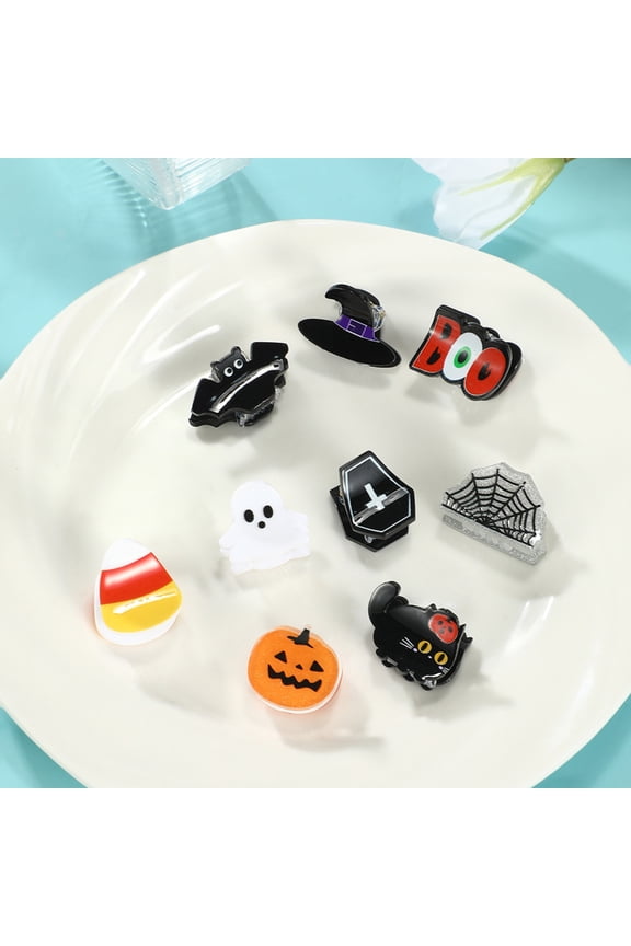 Mini Glitter Acrylic Claw, Web Halloween Clip, Small Goth Clip, Fun Spooky Halloween Accessory, 1.2X0.7X0.6 Inch Size Perfect for Securing Fine, Tucking Bangs, and Clipping Side