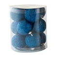 thumbnail image 1 of Mini Glitter Christmas Ball Ornaments, 12 Pack 0.78 Inch Shatterproof Tree Baubles, Blue, 1 of 6